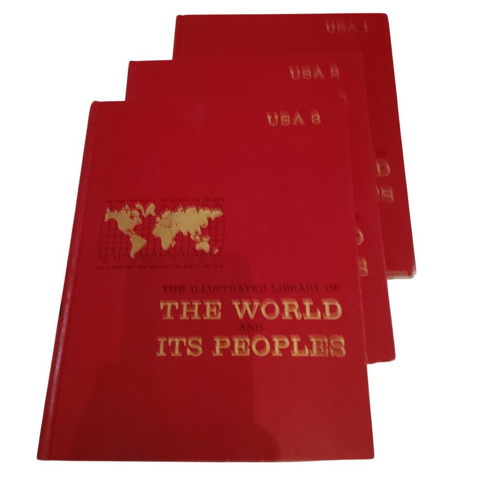Vintage 1965 The Illustrated Library of The World And Its Peoples: USA 3-Vol Set